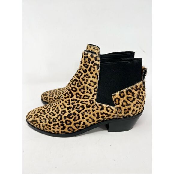 Cole Haan Chelsea Booties Women's 7.5B Calf Hair Leopard Print Ankle Almond Toe - Picture 3 of 11